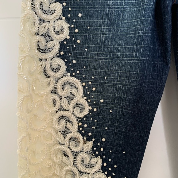 Vintage Jeans Lace Embellished with beads - Picture 8 of 12